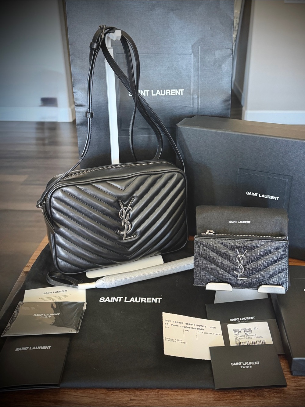 AUTH YSL Lou Camera Bag & Matching CardHolder VERY GOOD CONDITION, FREE SHIPPING